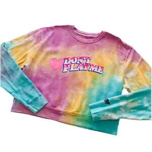 By Samii Ryan Don’t Play Me Multicolor Tie Dye Cropped Sweatshirt Women's Medium